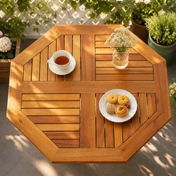 Octagonal Solid Wood Table Top 80x80x2.2cm Acacia Brown Replacement Dining