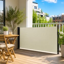 Retractable Side Awning Cream Outdoor Privacy Screen Balcony Terrace Patio