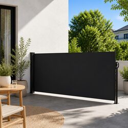Retractable Side Awning 140x300 cm Black Garden Privacy Screen Patio Terrace
