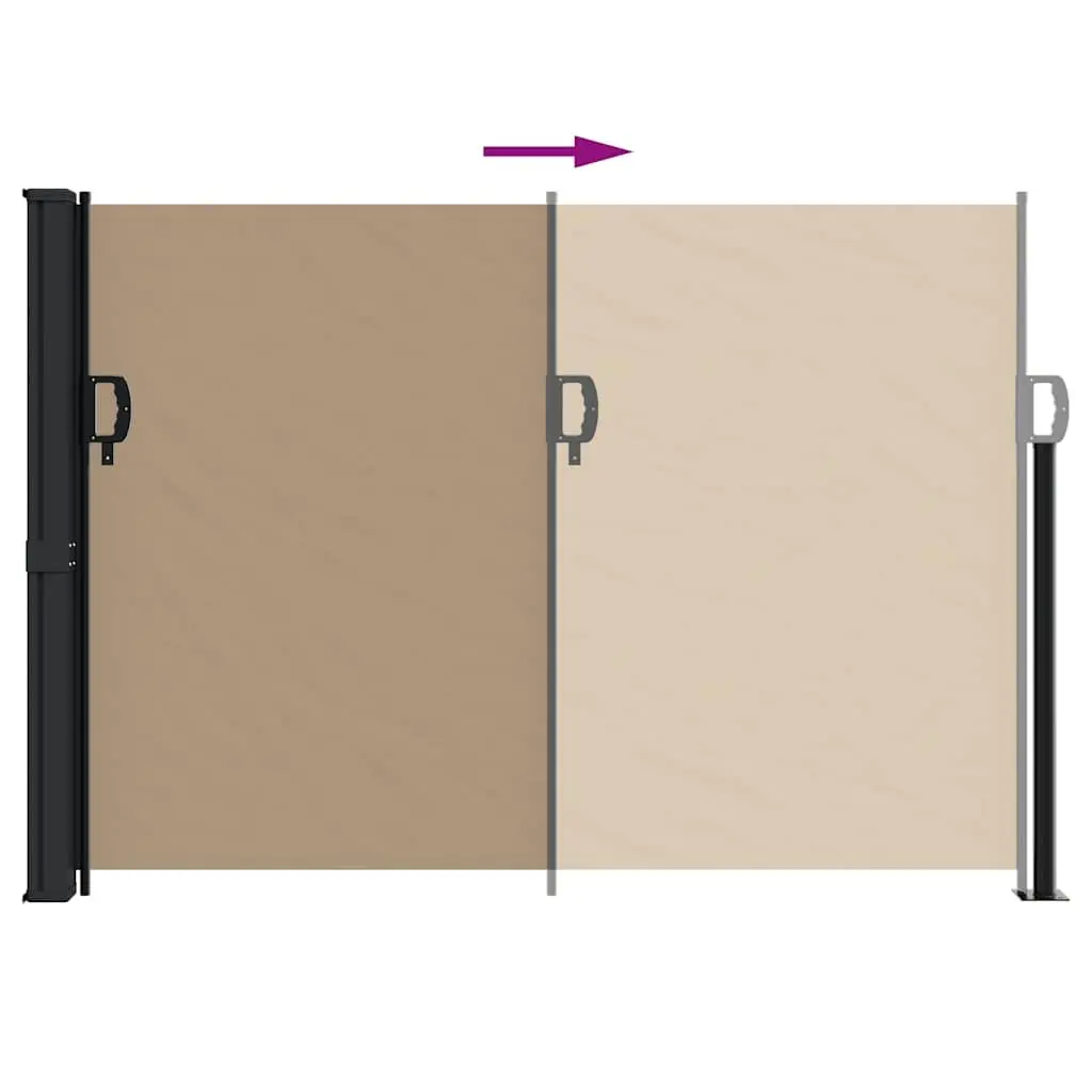 Retractable Side Awning Privacy Screen 140x300cm Taupe Polyester for Garden Patio Balcony