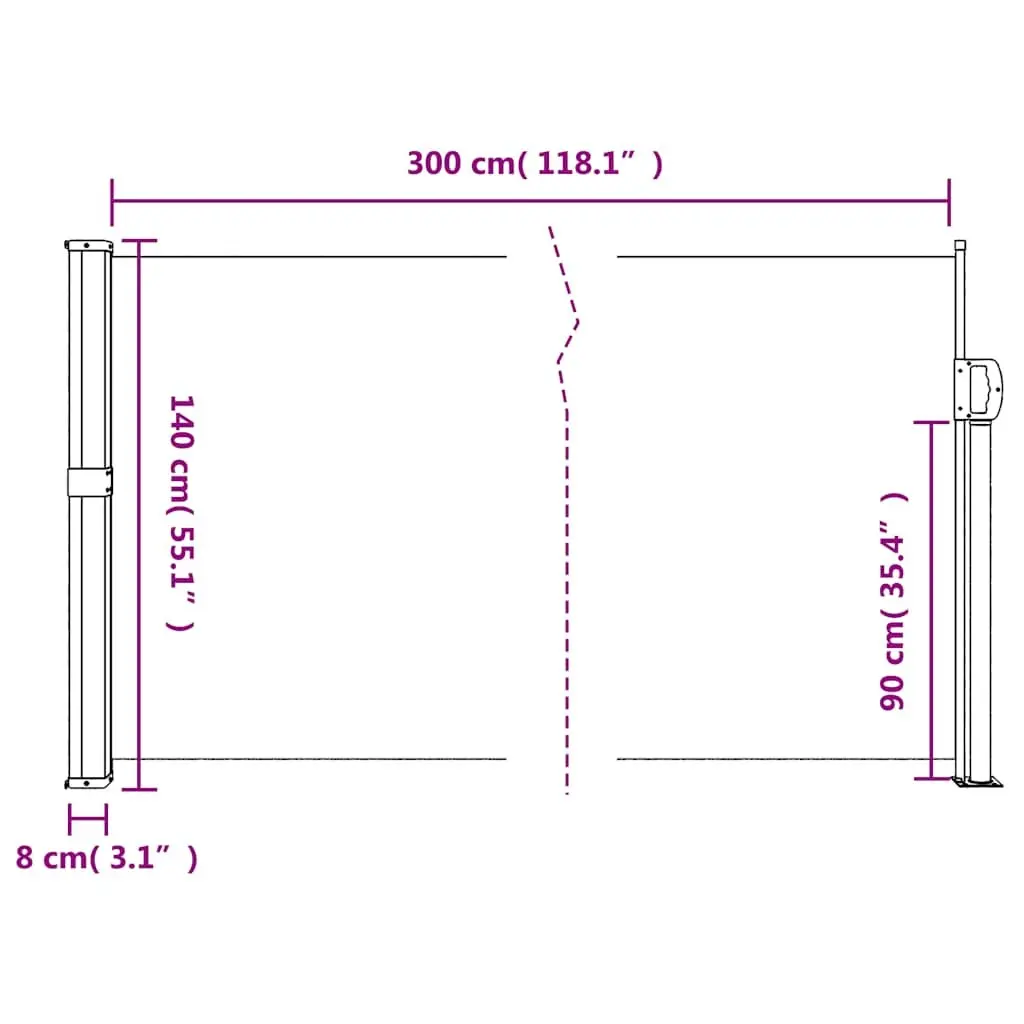 Retractable Side Awning Privacy Screen 140x300cm Taupe Polyester for Garden Patio Balcony
