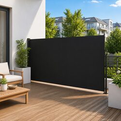 Retractable Side Awning 180x300cm Black Outdoor Privacy Screen Garden Patio