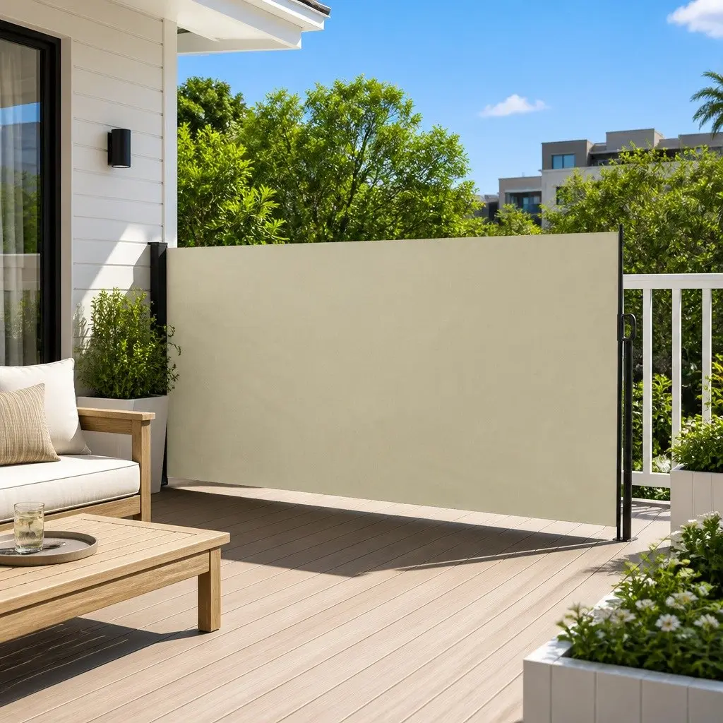 Retractable Side Awning Cream 180x300cm Outdoor Privacy Screen