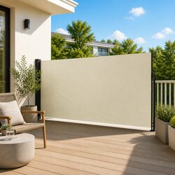 Retractable Side Awning Cream 160x500cm Outdoor Garden Privacy Screen Patio