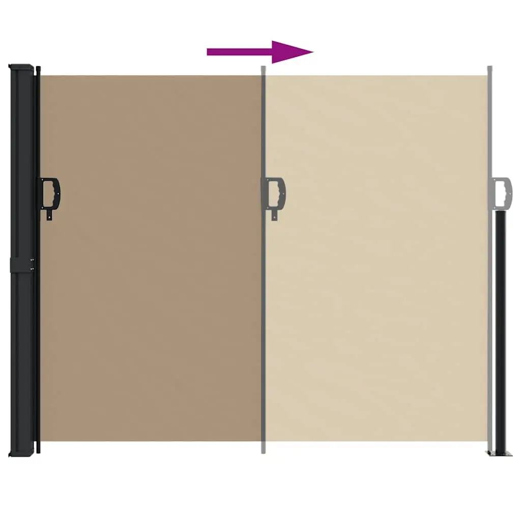 Retractable Side Awning Privacy Screen 160x500cm Taupe Water and UV Resistant Fabric
