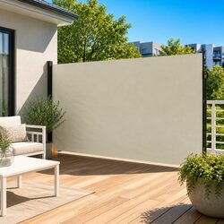 Retractable Side Awning Cream 200x500 cm Privacy Screen Garden Patio Balcony