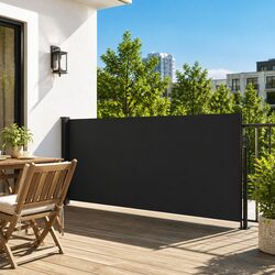 Retractable Side Awning Black 120x600cm Garden Privacy Screen Outdoor Balcony