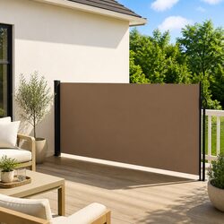 Retractable Side Awning Taupe 120x600 cm Patio Balcony Terrace Privacy Screen