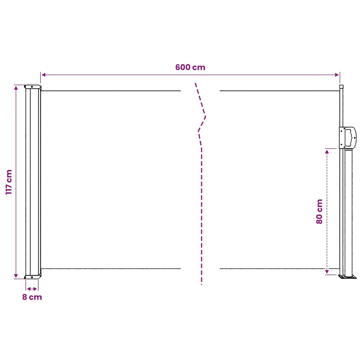 Retractable Side Awning Anthracite 120x600cm Garden Privacy Screen