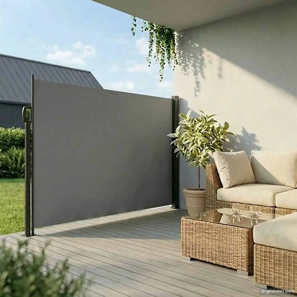 Retractable Side Awning Water and UV Resistant 200x600cm Anthracite Garden Privacy Screen Outdoor