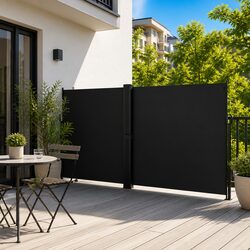 Retractable Side Awning Black 160x1000cm Garden Privacy Screen Patio Balcony