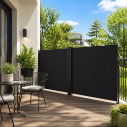 Retractable Side Awning 180x1000cm Black Outdoor Patio Terrace Garden Privacy