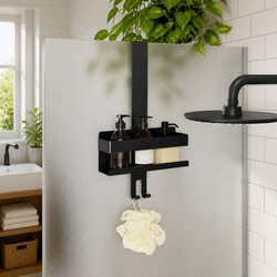 Hanging Shower Caddy Storage Organizer with Hooks for Towels and Bath Essentials