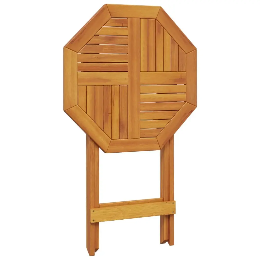 Folding Garden Table Round Ø60x75 cm Brown Wood Outdoor Patio Dining
