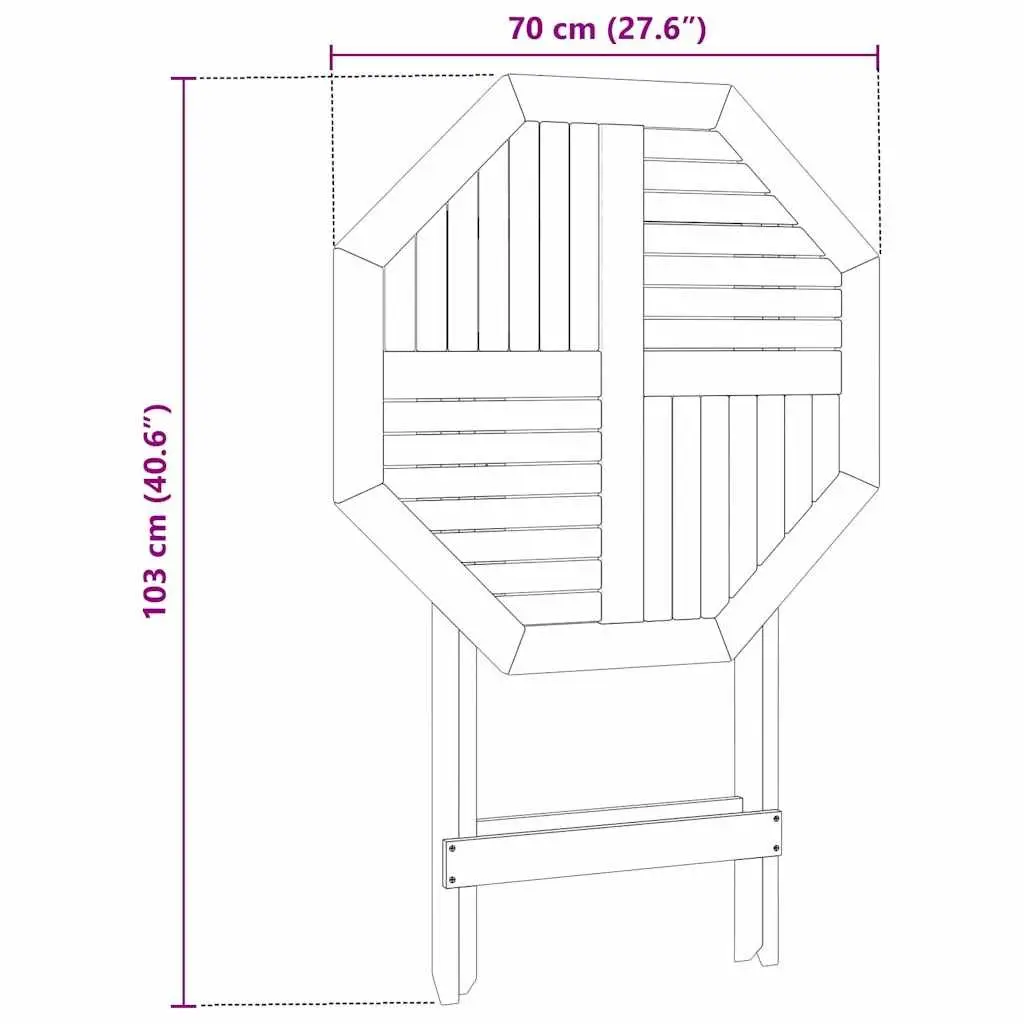 Folding Garden Table Round 70cm Outdoor Patio Dining Furniture Brown Wood