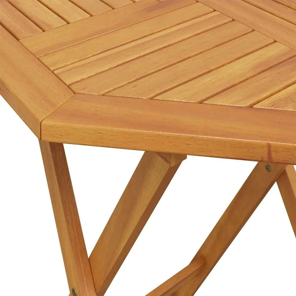 Folding Garden Table Round 70cm Outdoor Patio Dining Furniture Brown Wood