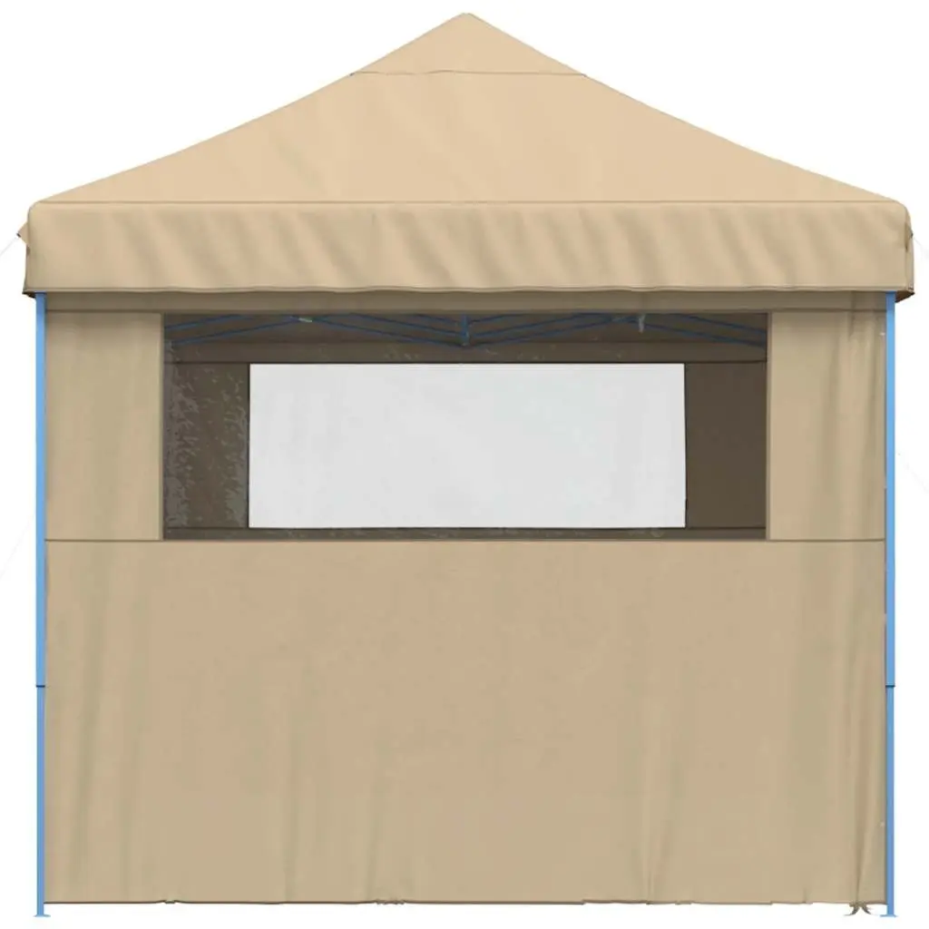 Foldable Pop-Up Party Tent with 4 Sidewalls Beige Outdoor Gazebo for Events
