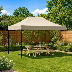 Foldable Pop-Up Party Tent Outdoor Taupe Canopy Gazebo Garden Event Shelter