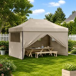 Foldable Pop-Up Party Tent with 4 Sidewalls Clear Windows Outdoor Event Gazebo