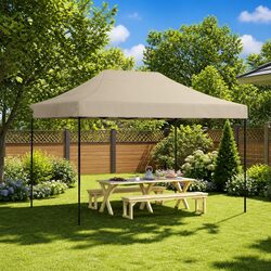 Foldable Pop-Up Party Tent Outdoor Gazebo Canopy Taupe Event Shelter Garden