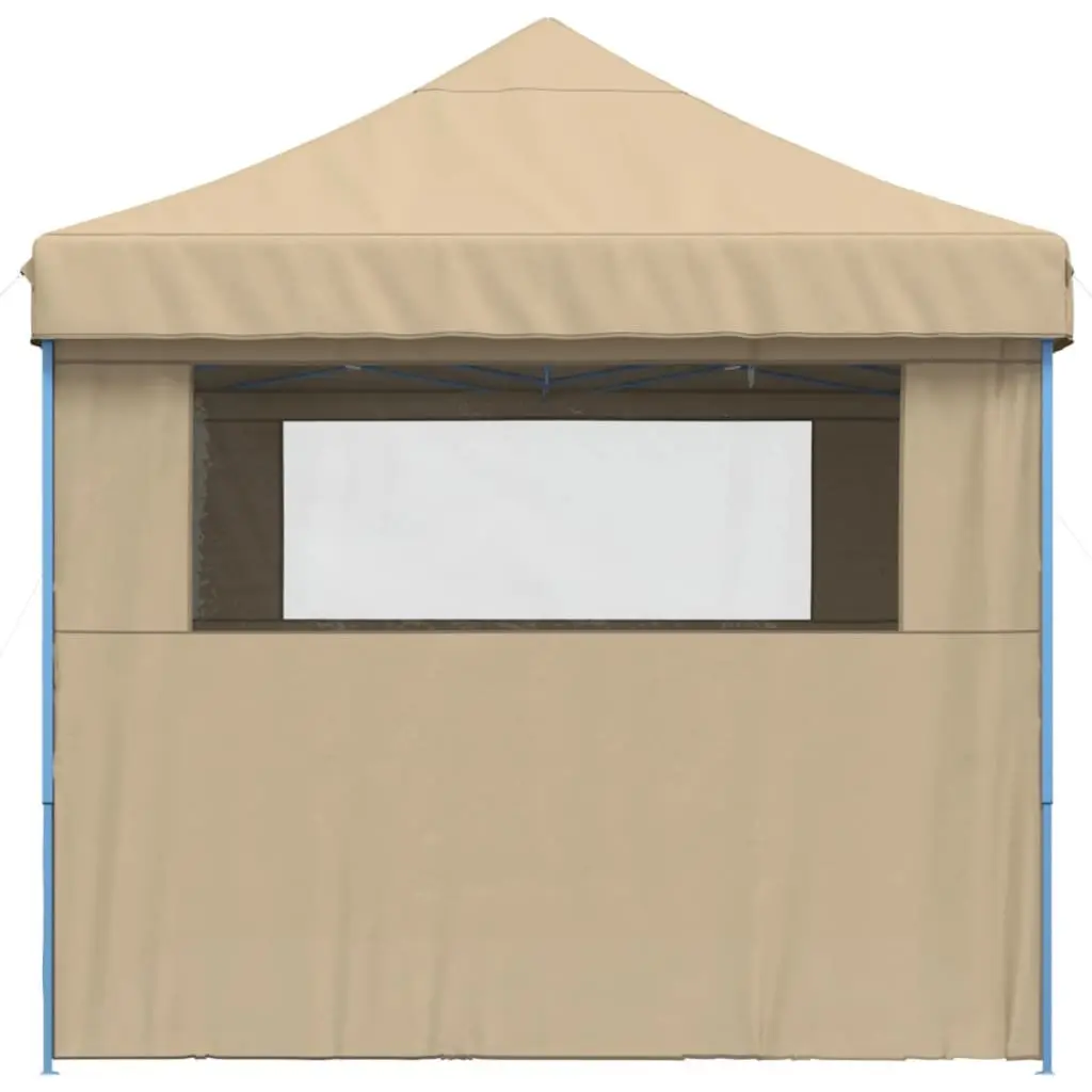 Foldable Pop-Up Party Tent with 4 Sidewalls Beige Outdoor Gazebo
