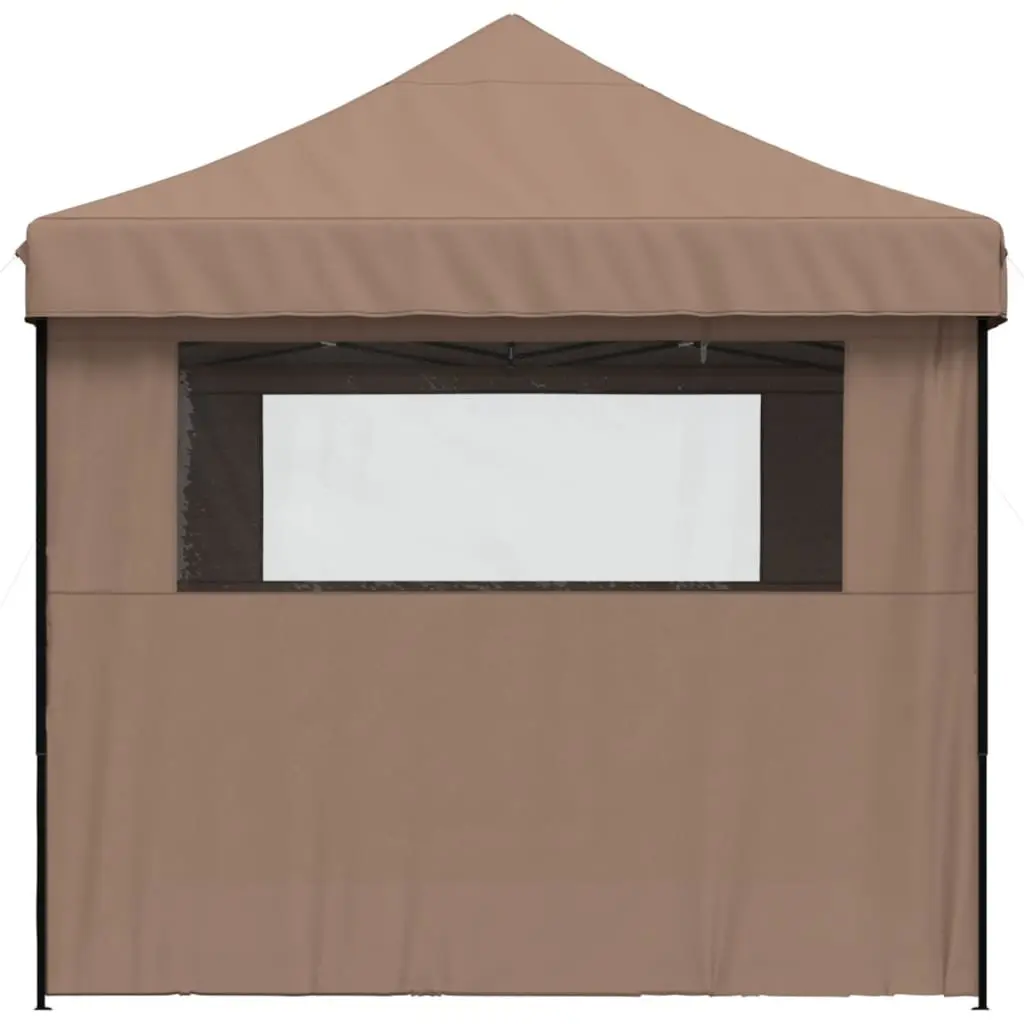 Pop-Up Party Tent with 4 Sidewalls Brown Outdoor Gazebo