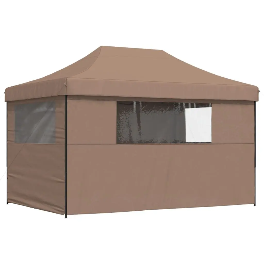 Pop-Up Party Tent with 4 Sidewalls Brown Outdoor Gazebo