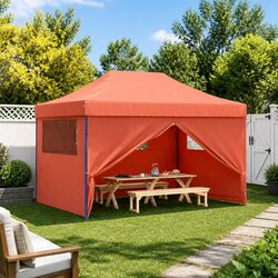 Foldable Pop-Up Party Tent 4 Sidewalls Outdoor Garden Gazebo Orange Event