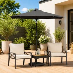 Garden Parasol Outdoor Umbrella Sun Shade Canopy Crank Tilt Anthracite 225cm