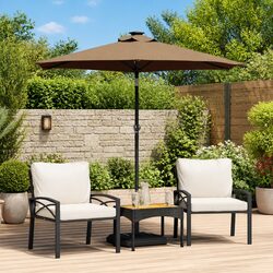 Garden Parasol Outdoor Umbrella Sun Shade Patio Canopy Taupe Square Crank Tilt