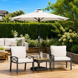 Garden Parasol with LED Lights Crank Tilt Outdoor Umbrella Shade 225x225x212cm