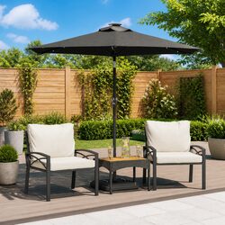 Garden Parasol with LED Lights and Steel Pole Anthracite 225x225x212cm Outdoor
