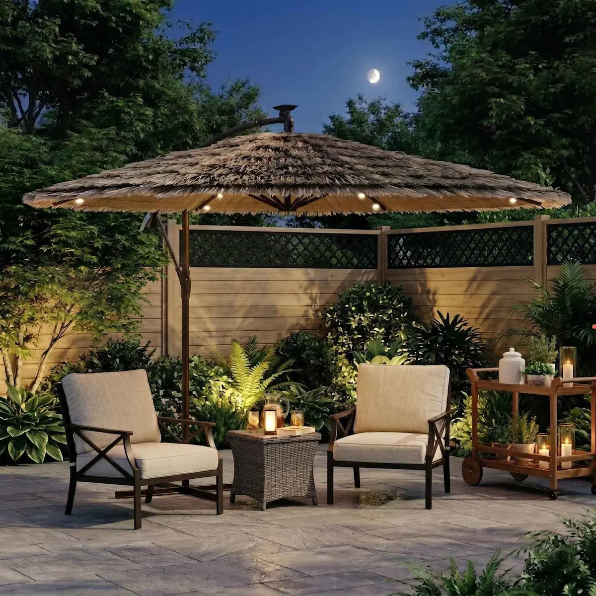 Garden Parasol LED Lights Steel Pole Sun Shade Outdoor Umbrella Brown 290cm