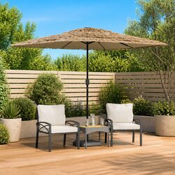 Garden Parasol Outdoor Umbrella Patio Sunshade Crank Brown 248cm Square Canopy