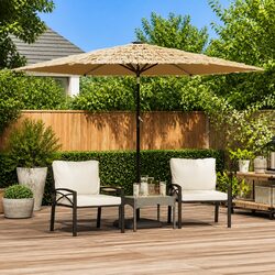 Garden Parasol Outdoor Umbrella Sun Shade Patio Crank Brown 288x288x225cm