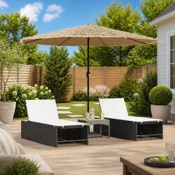 Garden Parasol Outdoor Umbrella Sun Shade Crank Brown 324x324x247cm Steel Pole