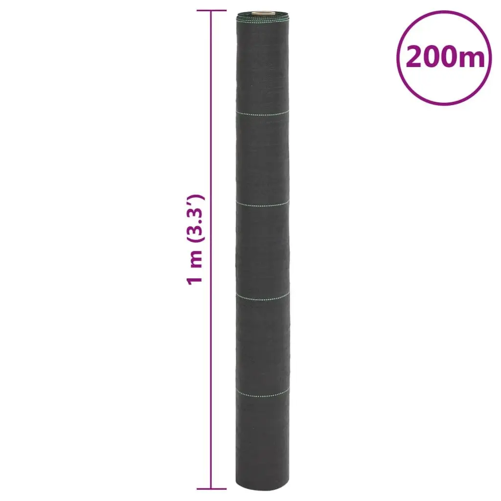 Weed Control Membrane Fabric 1x200m Black Durable UV Stabilised Polypropylene