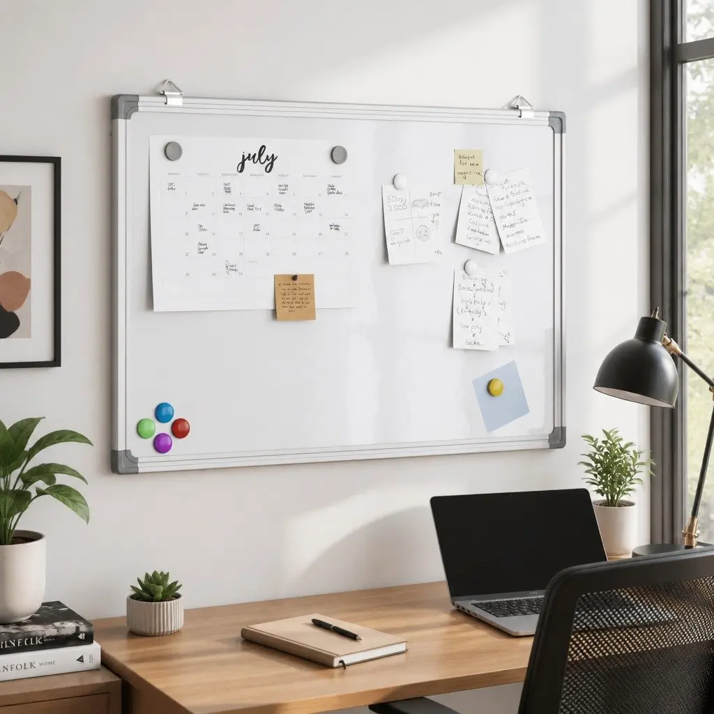Magnetic Whiteboard Smooth Lacquer Coated Surface 60x40cm Aluminium Frame
