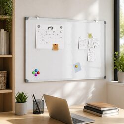 Magnetic Whiteboard 80x50cm Wall Mount Office Home Presentation Display Board