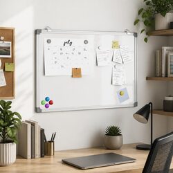 Magnetic Whiteboard 80x60cm Wall Mount Display Board Office Home Presentation