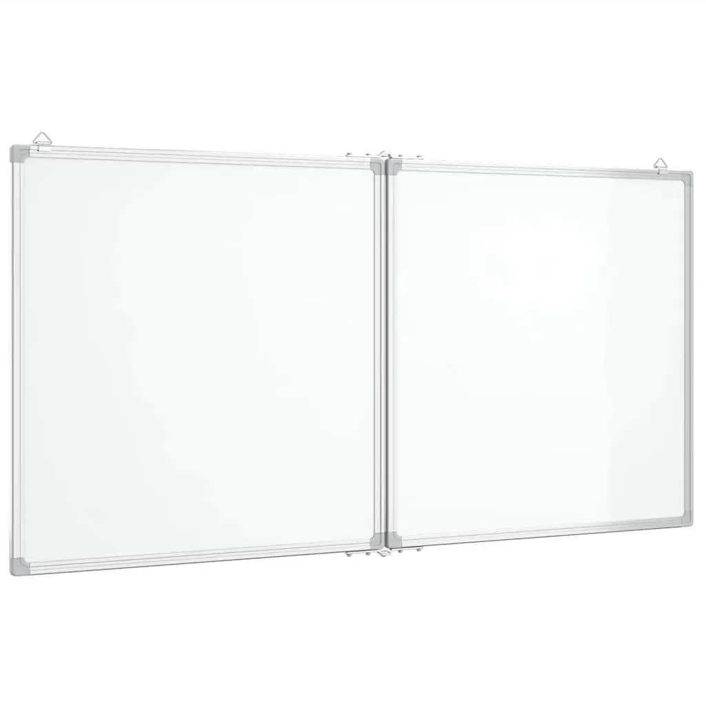 Magnetic Whiteboard Foldable Two Panel Display Board Smooth Lacquer Coated Surface Aluminium Frame