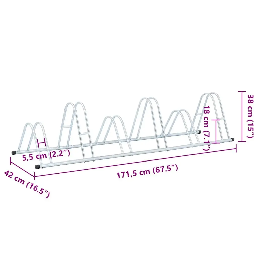 Bicycle Stand Freestanding Storage Rack Space Saving Galvanised Steel Silver