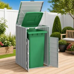 Wheelie Bin Storage Shed Single Grey 72x81x115cm Garden Waste Container