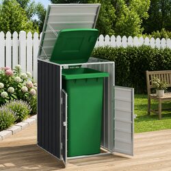 Wheelie Bin Storage Single Bin Anthracite Garden Waste Container Enclosure Steel