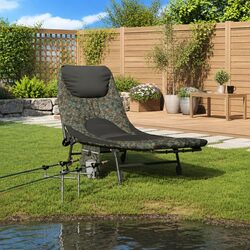 Foldable Fishing Bed Adjustable Mud Legs Camping Outdoor Furniture Camouflage