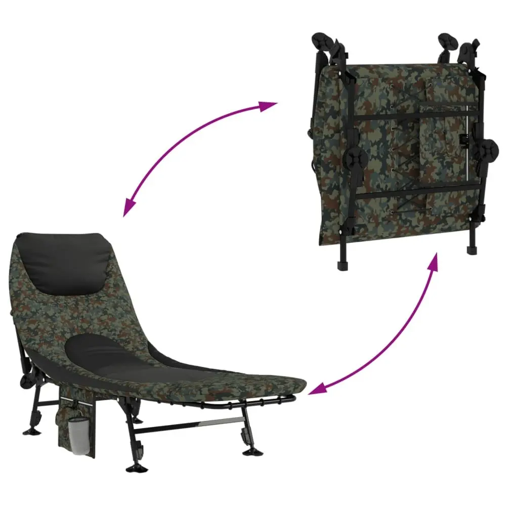 Foldable Fishing Bed Adjustable Mud Legs Camping Outdoor Furniture Camouflage