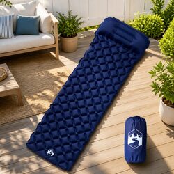Inflatable Camping Mattress with Integrated Pillow Single Person Sleeping Pad