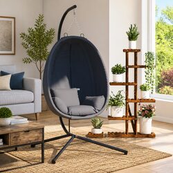 Hanging Egg Chair with Stand Swing Seat Outdoor Garden Porch Relaxation