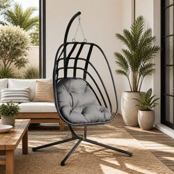 Hanging Egg Chair with Stand Swing Outdoor Garden Porch Relax Anthracite