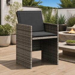 Outdoor Chairs 4pcs Garden Seating with Cushions Grey Poly Rattan Patio